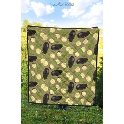 Eggplant Pattern Print Design 02 Premium Quilt