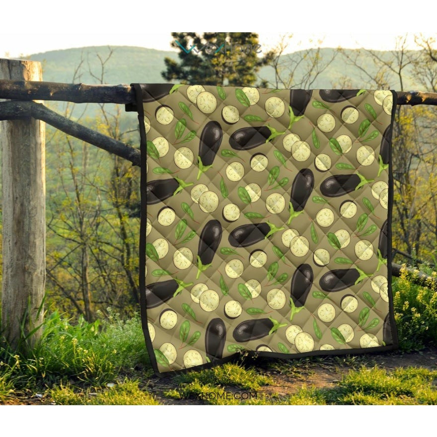 Eggplant Pattern Print Design 02 Premium Quilt