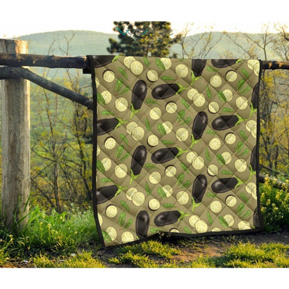Eggplant Pattern Print Design 02 Premium Quilt