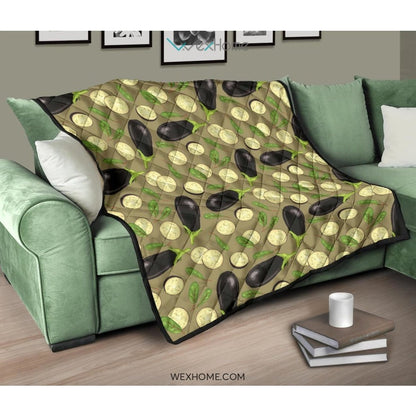 Eggplant Pattern Print Design 02 Premium Quilt