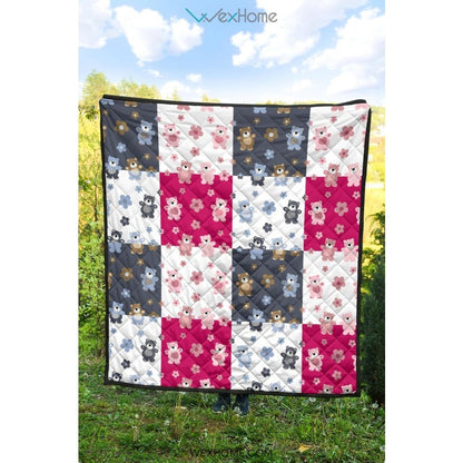 Teddy Bear Pattern Print Design 03 Premium Quilt