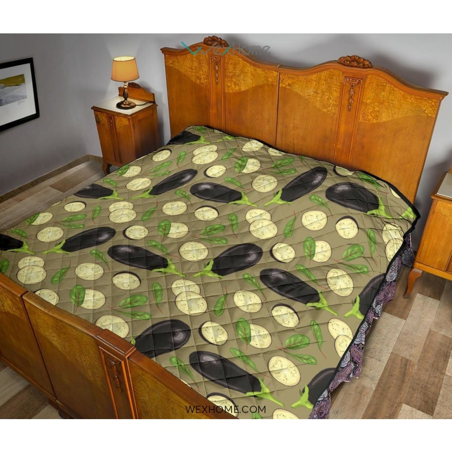 Eggplant Pattern Print Design 02 Premium Quilt
