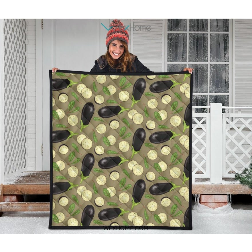 Eggplant Pattern Print Design 02 Premium Quilt