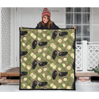 Eggplant Pattern Print Design 02 Premium Quilt