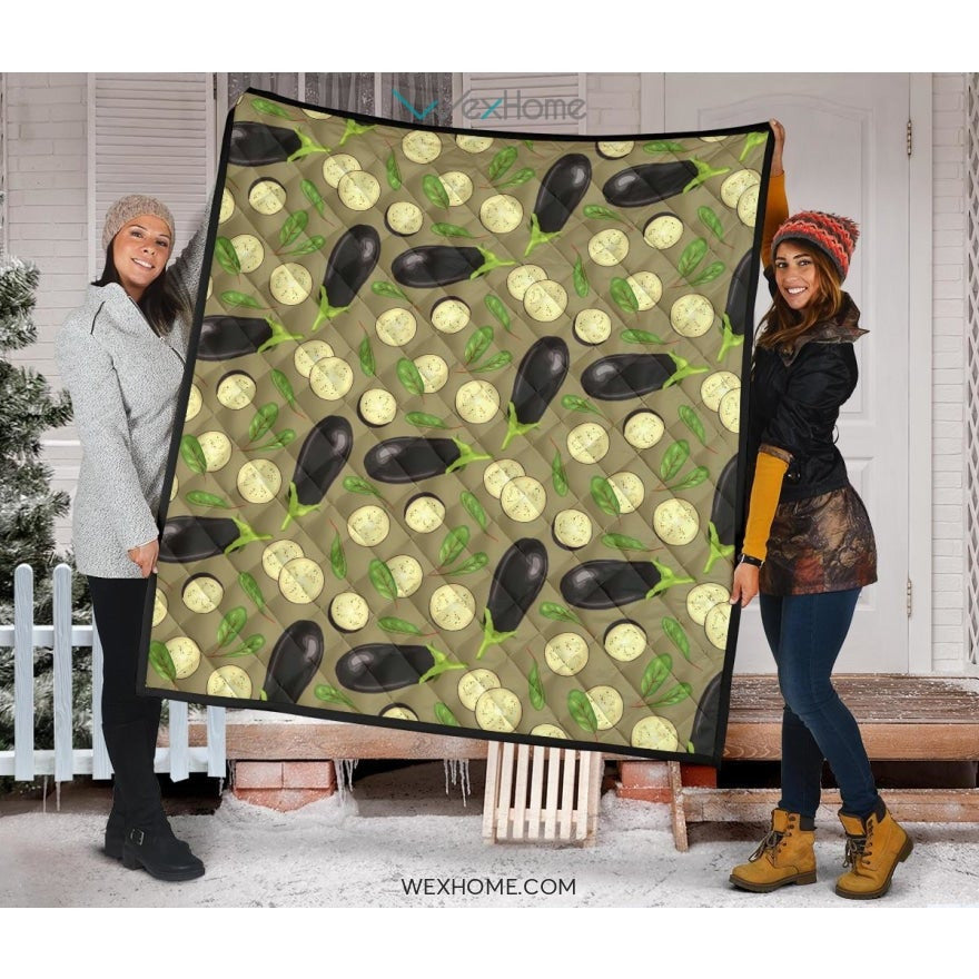 Eggplant Pattern Print Design 02 Premium Quilt