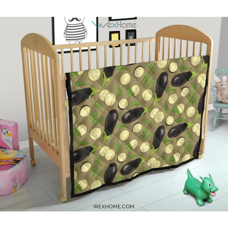 Eggplant Pattern Print Design 02 Premium Quilt