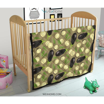 Eggplant Pattern Print Design 02 Premium Quilt