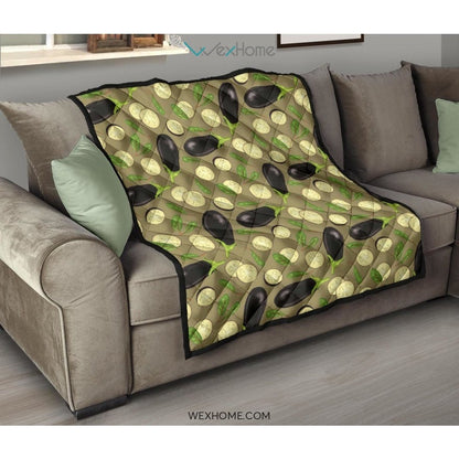 Eggplant Pattern Print Design 02 Premium Quilt
