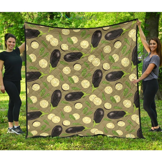 Eggplant Pattern Print Design 02 Premium Quilt