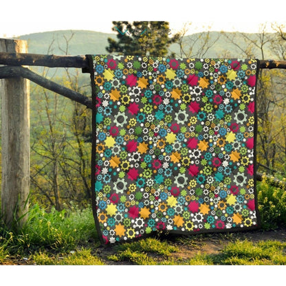 Gear Pattern Print Design 03 Premium Quilt