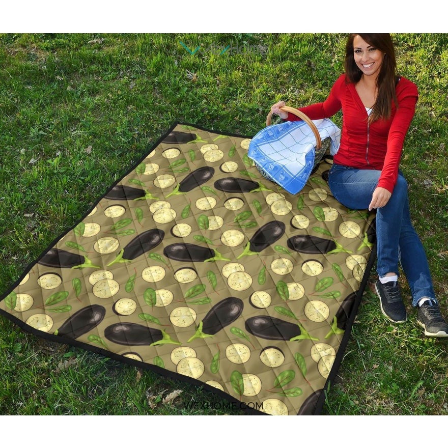 Eggplant Pattern Print Design 02 Premium Quilt