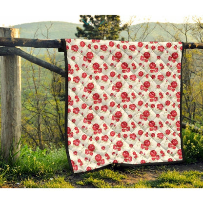 Rose Pattern Print Design 01 Premium Quilt