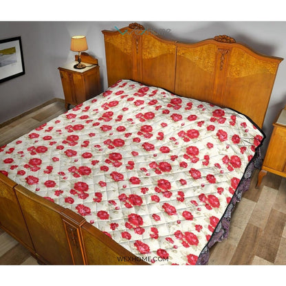 Rose Pattern Print Design 01 Premium Quilt