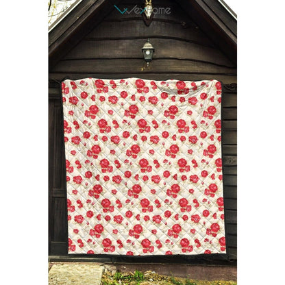 Rose Pattern Print Design 01 Premium Quilt