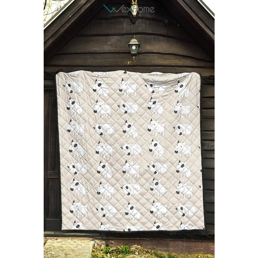 Bull Terrier Pattern Print Design 01 Premium Quilt