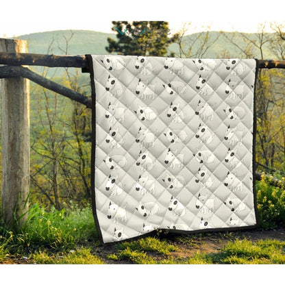 Bull Terrier Pattern Print Design 01 Premium Quilt