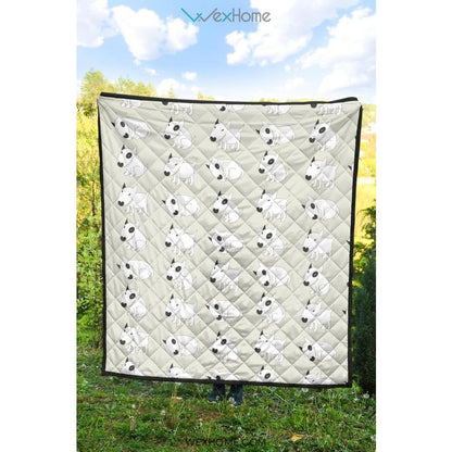 Bull Terrier Pattern Print Design 01 Premium Quilt