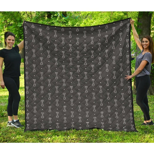 Engine Piston Black Background Pattern Print Design 02 Premium Quilt