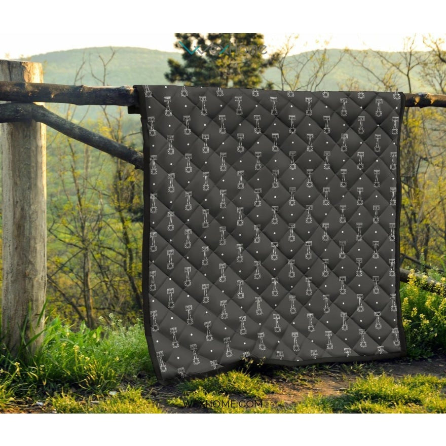 Engine Piston Black Background Pattern Print Design 02 Premium Quilt