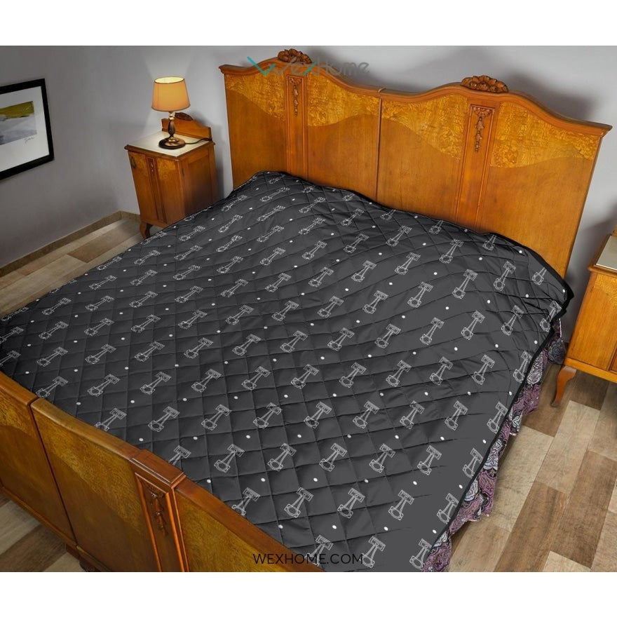 Engine Piston Black Background Pattern Print Design 02 Premium Quilt