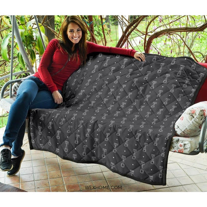 Engine Piston Black Background Pattern Print Design 02 Premium Quilt