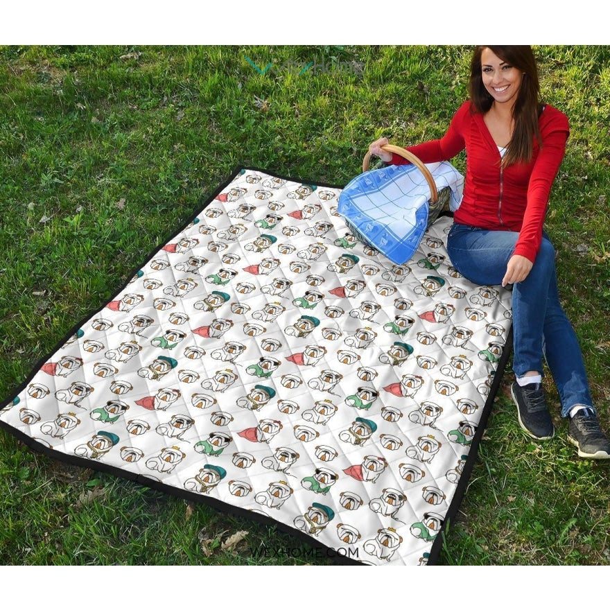 English Bulldog Pattern Print Design 03 Premium Quilt