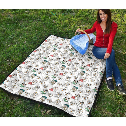 English Bulldog Pattern Print Design 03 Premium Quilt
