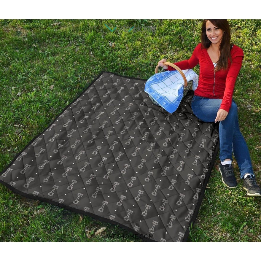 Engine Piston Black Background Pattern Print Design 02 Premium Quilt