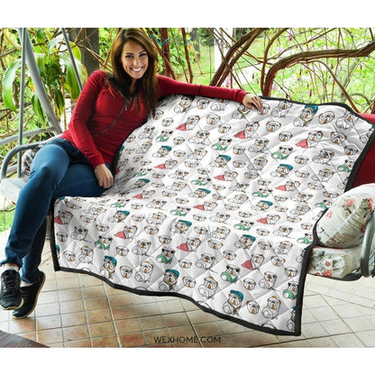 English Bulldog Pattern Print Design 03 Premium Quilt