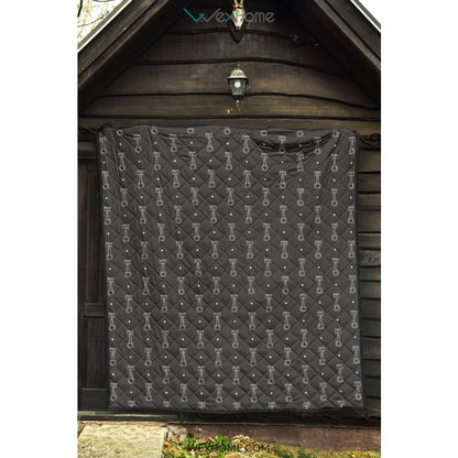 Engine Piston Black Background Pattern Print Design 02 Premium Quilt