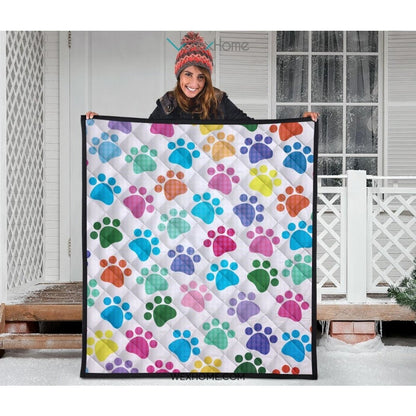 Dog Paws Pattern Print Design 01 Premium Quilt