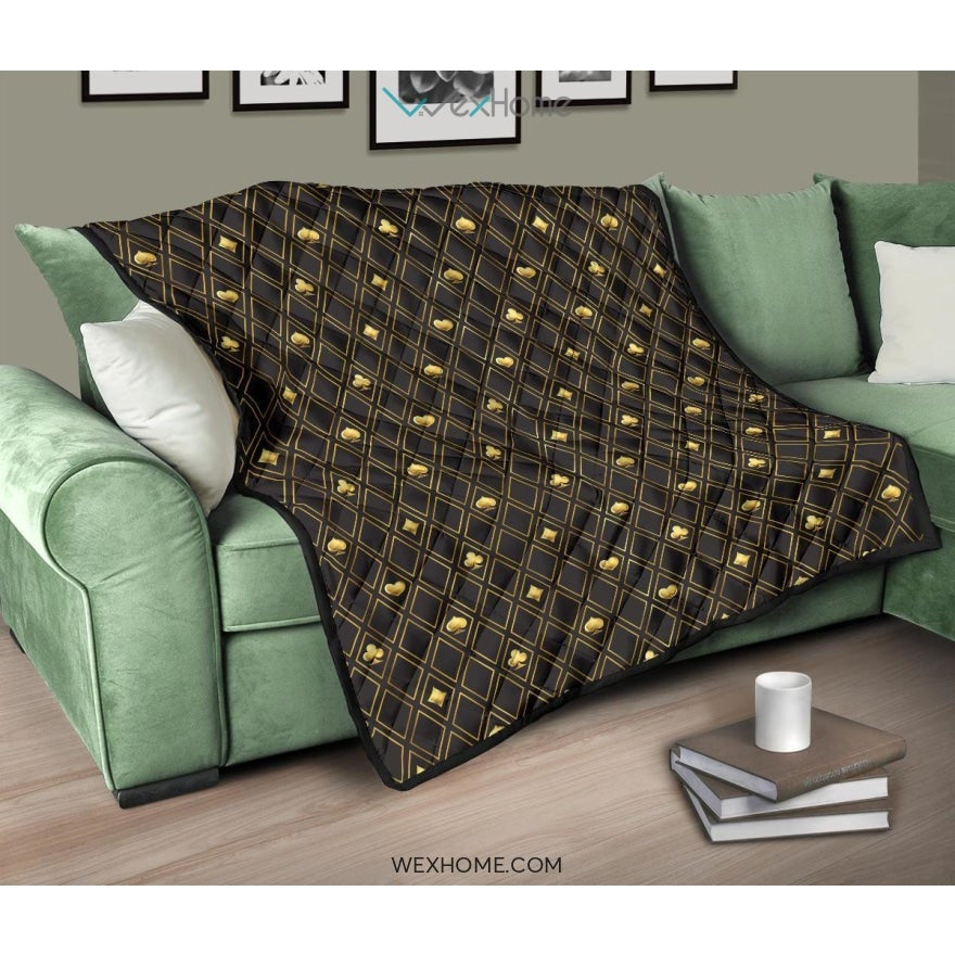 Casino Cards Suits Pattern Print Design 01 Premium Quilt