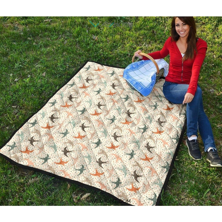 Swallow Pattern Print Design 02 Premium Quilt