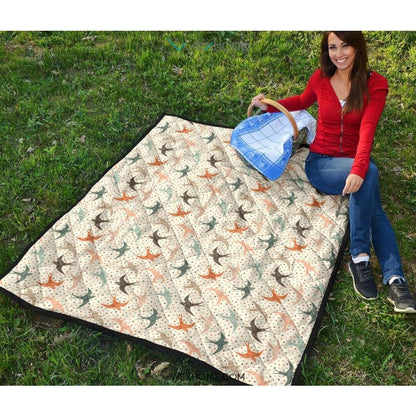 Swallow Pattern Print Design 02 Premium Quilt