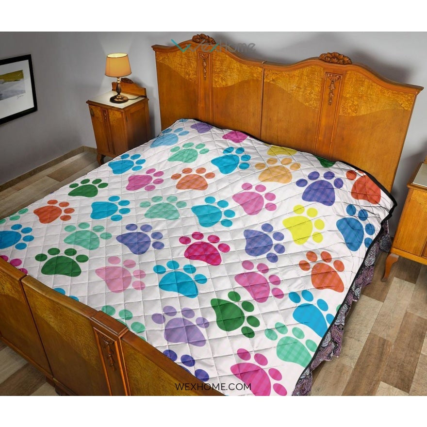 Dog Paws Pattern Print Design 01 Premium Quilt