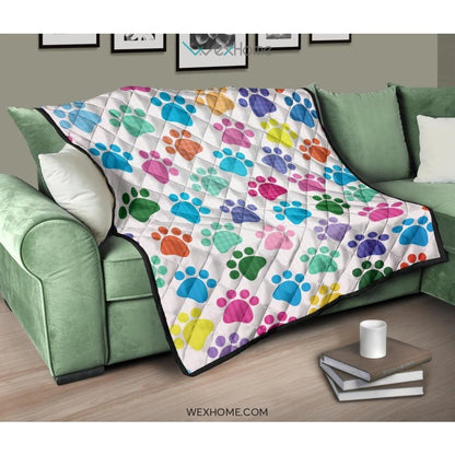 Dog Paws Pattern Print Design 01 Premium Quilt