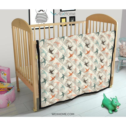 Swallow Pattern Print Design 02 Premium Quilt