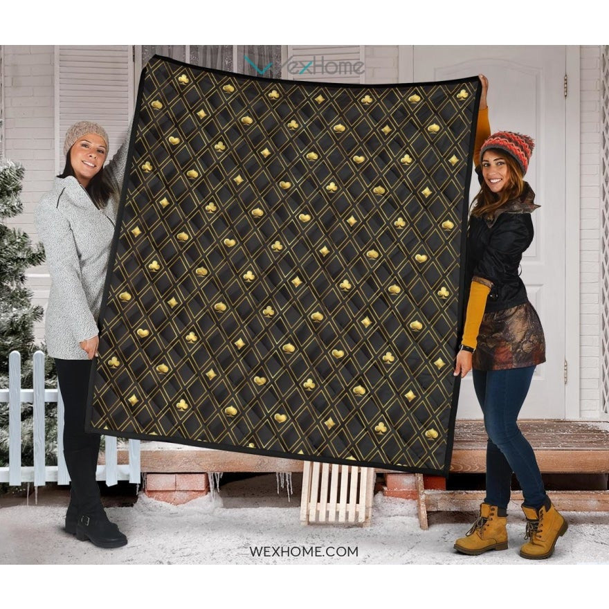 Casino Cards Suits Pattern Print Design 01 Premium Quilt