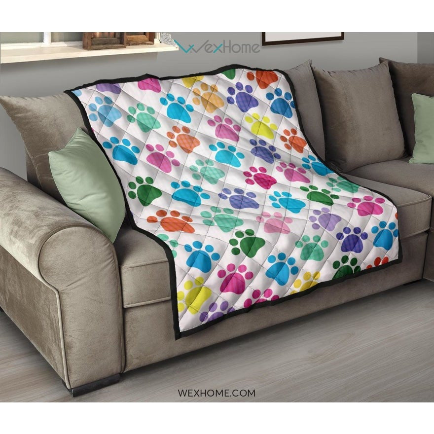 Dog Paws Pattern Print Design 01 Premium Quilt