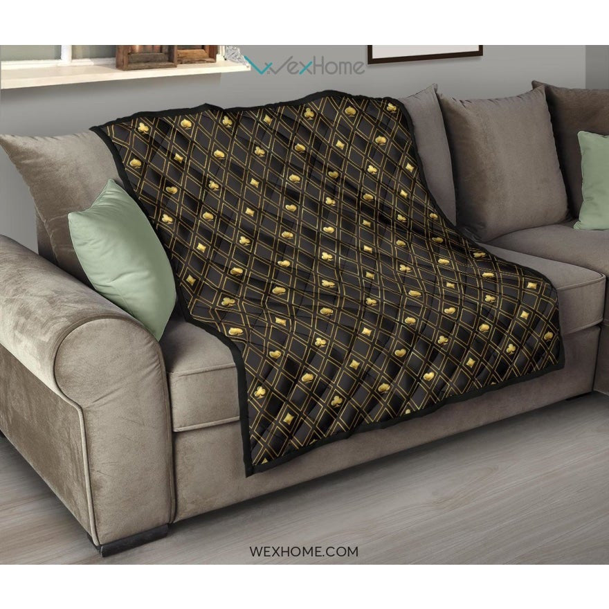 Casino Cards Suits Pattern Print Design 01 Premium Quilt