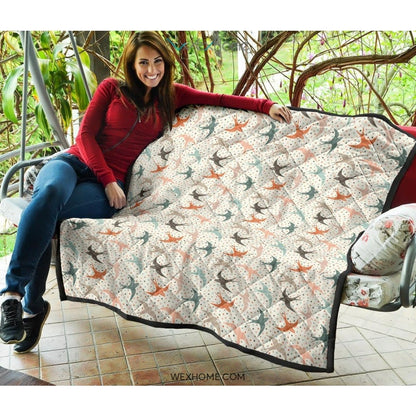Swallow Pattern Print Design 02 Premium Quilt