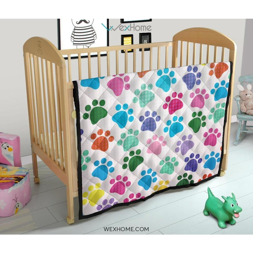 Dog Paws Pattern Print Design 01 Premium Quilt