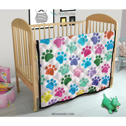 Dog Paws Pattern Print Design 01 Premium Quilt