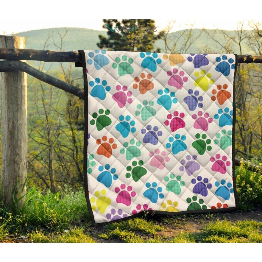 Dog Paws Pattern Print Design 01 Premium Quilt