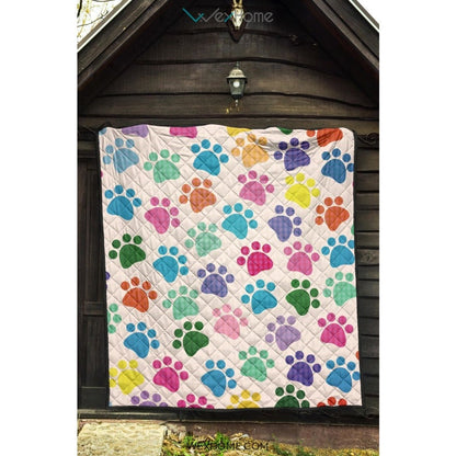 Dog Paws Pattern Print Design 01 Premium Quilt