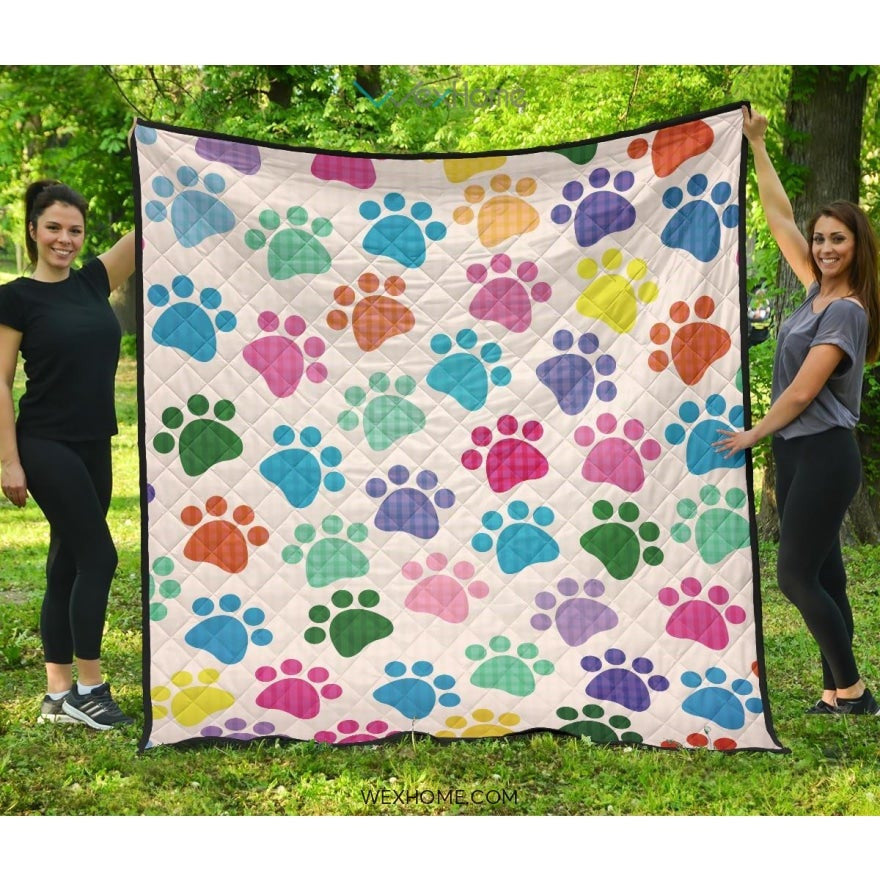Dog Paws Pattern Print Design 01 Premium Quilt