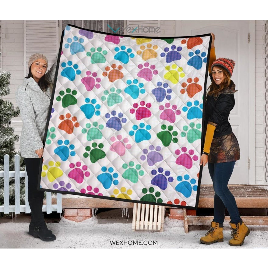 Dog Paws Pattern Print Design 01 Premium Quilt
