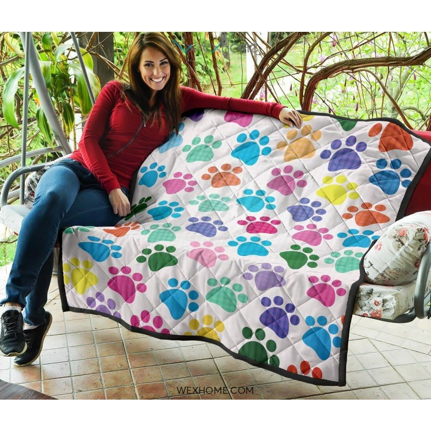 Dog Paws Pattern Print Design 01 Premium Quilt