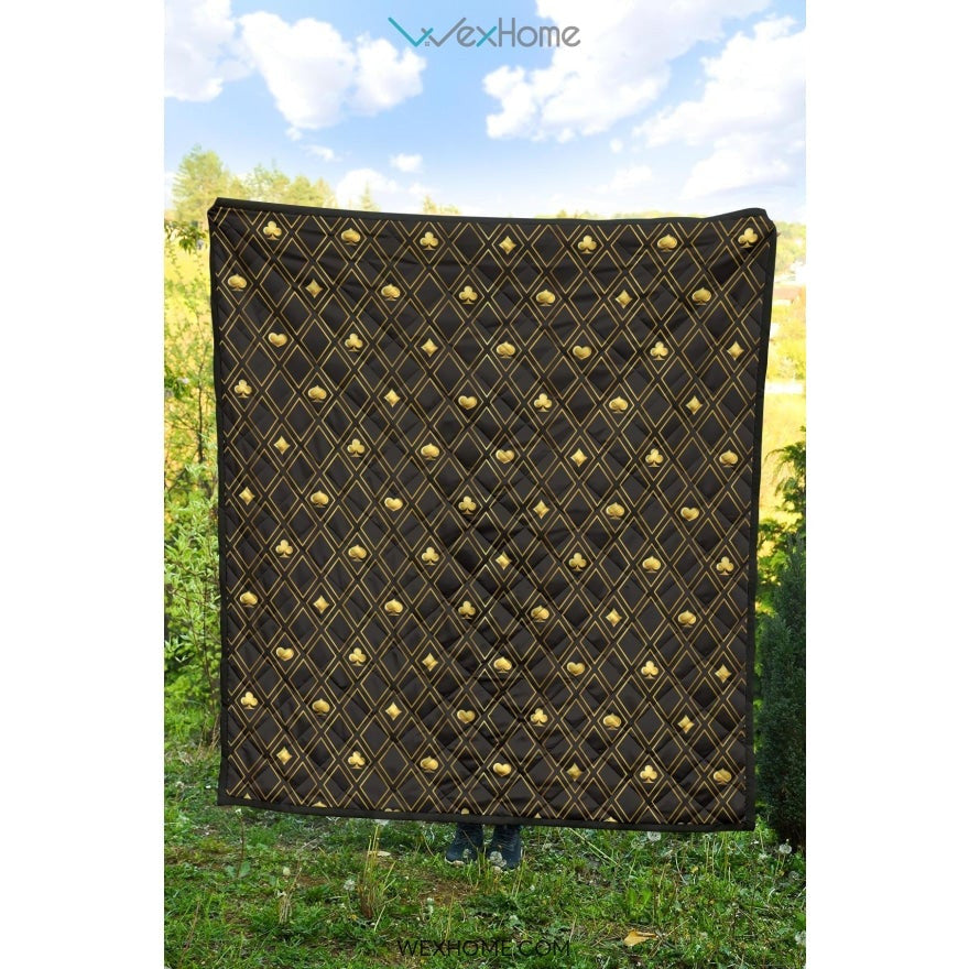 Casino Cards Suits Pattern Print Design 01 Premium Quilt