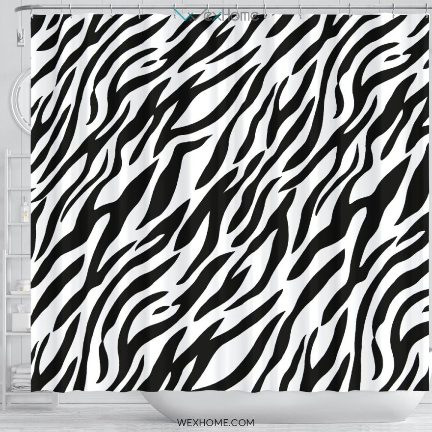 Horses Zebra Art Print Unique Design Shower Curtain
